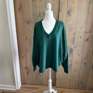We The Free Deep Green V-Neck Sweater - 053